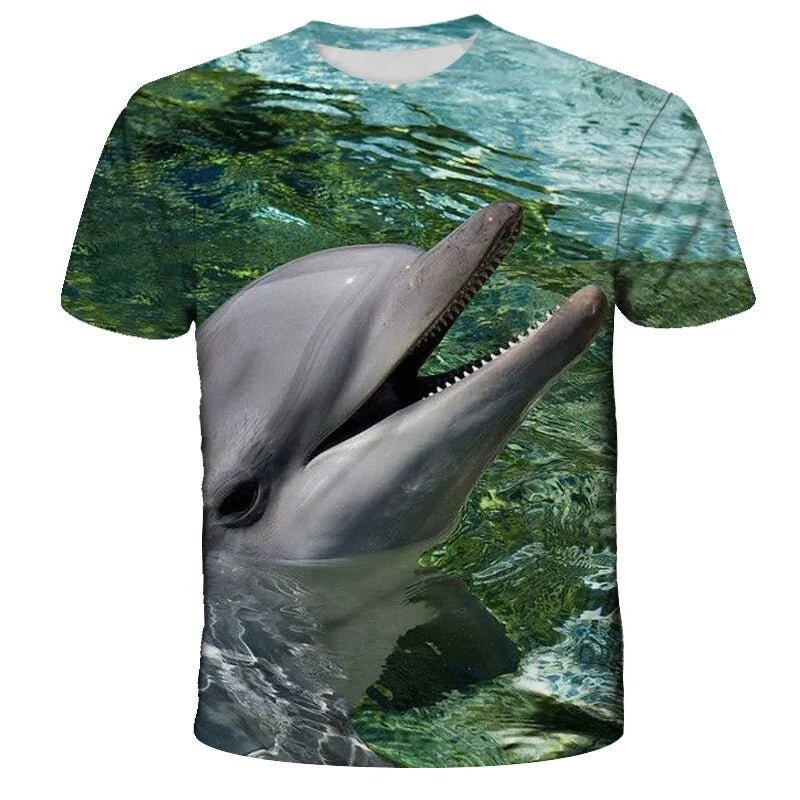 Kleine Dolphin 3D Gedruckt T-shirt Kleinkind Mädchen Kleidung Kurzarm Top Sommer Familie Passenden Vater-sohn Mutter-tochter kleiden | tif-shop24.de