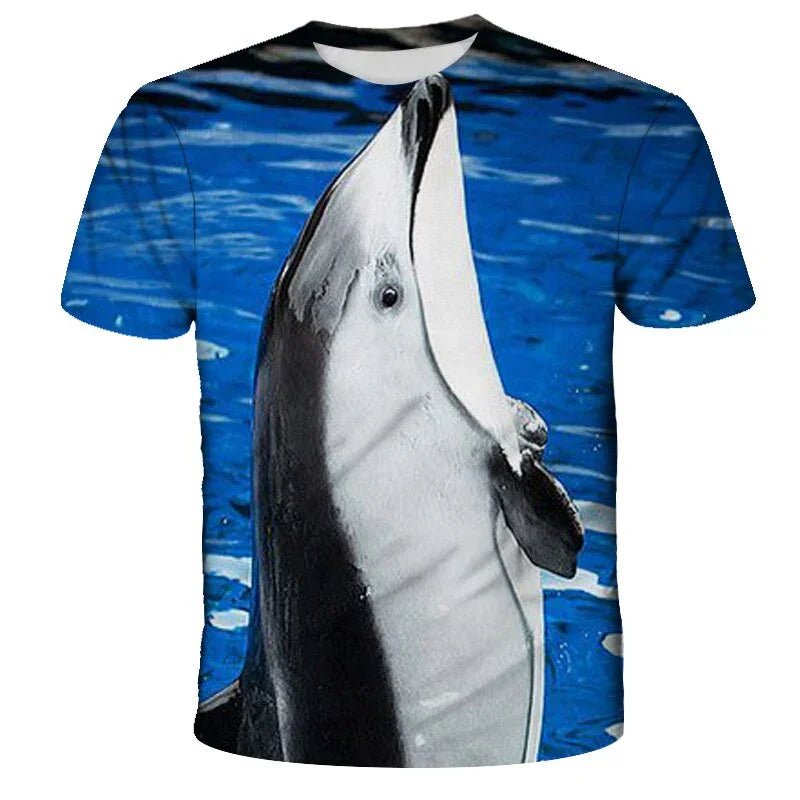 Kleine Dolphin 3D Gedruckt T-shirt Kleinkind Mädchen Kleidung Kurzarm Top Sommer Familie Passenden Vater-sohn Mutter-tochter kleiden | tif-shop24.de