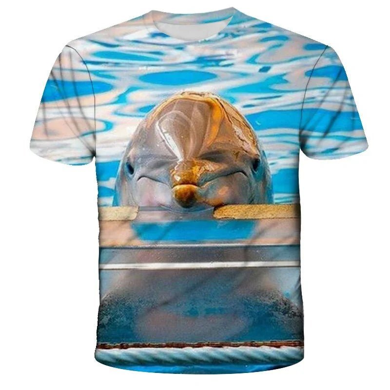 Kleine Dolphin 3D Gedruckt T-shirt Kleinkind Mädchen Kleidung Kurzarm Top Sommer Familie Passenden Vater-sohn Mutter-tochter kleiden - tif-shop24.de
