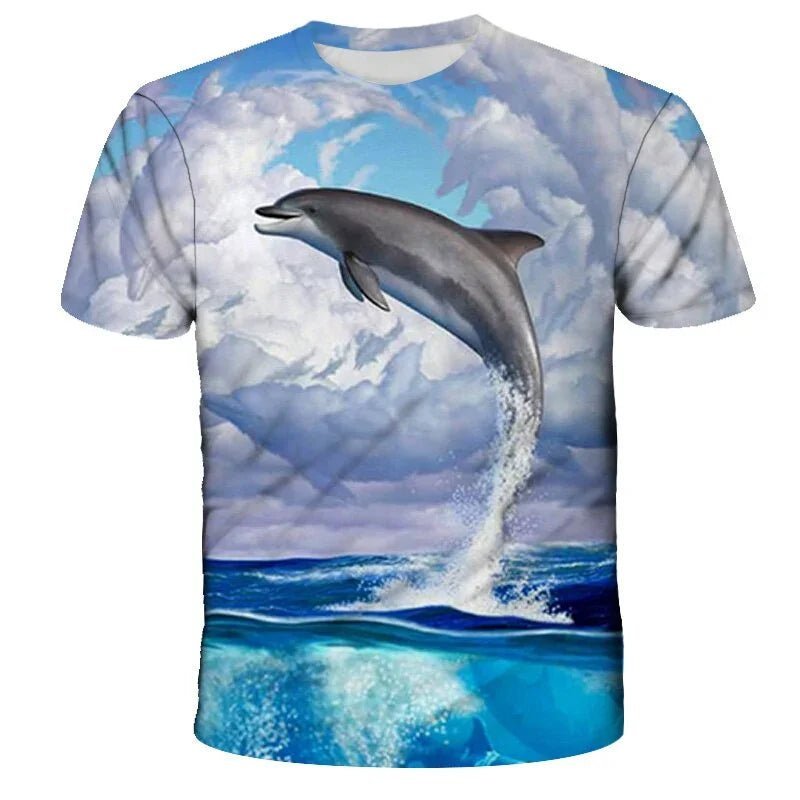 Kleine Dolphin 3D Gedruckt T-shirt Kleinkind Mädchen Kleidung Kurzarm Top Sommer Familie Passenden Vater-sohn Mutter-tochter kleiden - tif-shop24.de