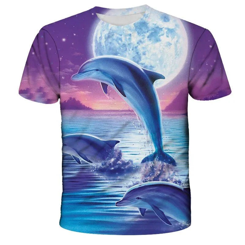 Kleine Dolphin 3D Gedruckt T-shirt Kleinkind Mädchen Kleidung Kurzarm Top Sommer Familie Passenden Vater-sohn Mutter-tochter kleiden | tif-shop24.de