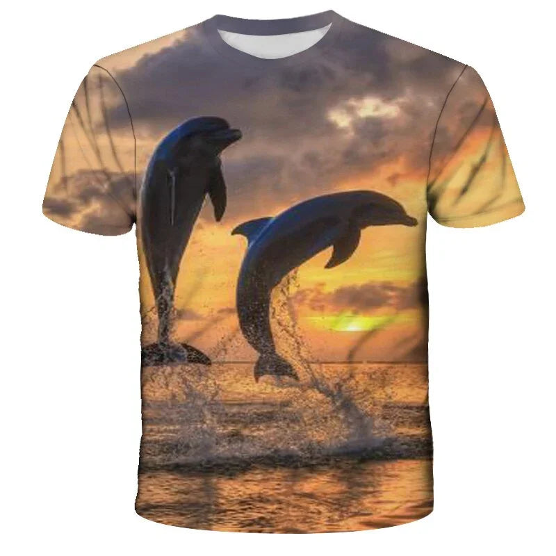 Kleine Dolphin 3D Gedruckt T-shirt Kleinkind Mädchen Kleidung Kurzarm Top Sommer Familie Passenden Vater-sohn Mutter-tochter kleiden | tif-shop24.de