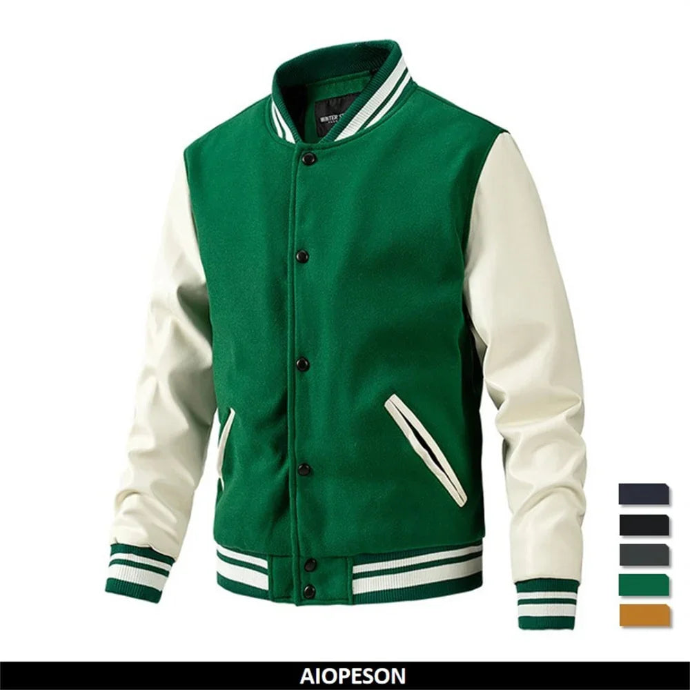 AIOPESON Baseball Jacke Stehkragen Taste Jacke Herbst Winter Verdicken Mode Streetwear Hohe Qualität | tif-shop24.de