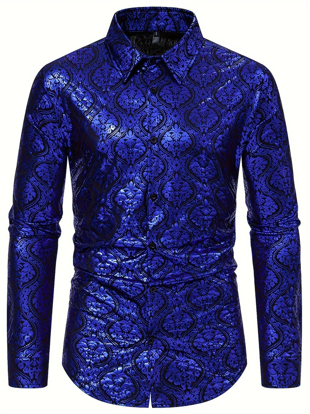 Stretch Langarmhemd, Vintage Barockmuster - tif-shop24.de