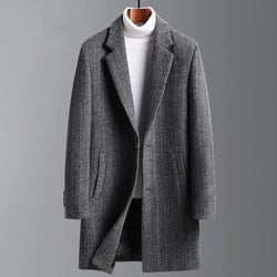 Wolle Trenchcoat Mantel hochwertige Business Casual Jacken, Streifen Wollmantel | tif-shop24.de