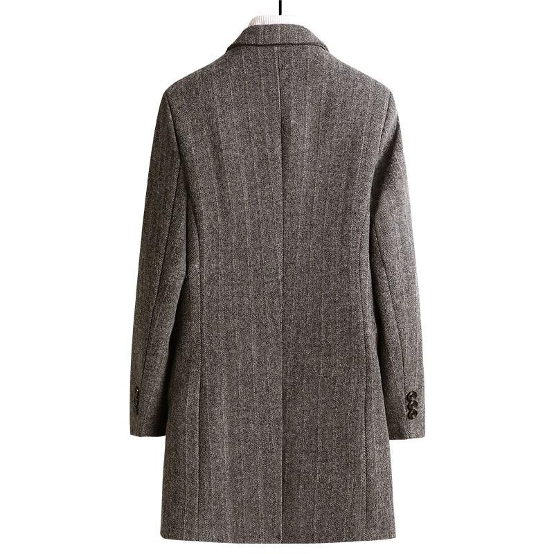 Wolle Trenchcoat Mantel hochwertige Business Casual Jacken, Streifen Wollmantel | tif-shop24.de