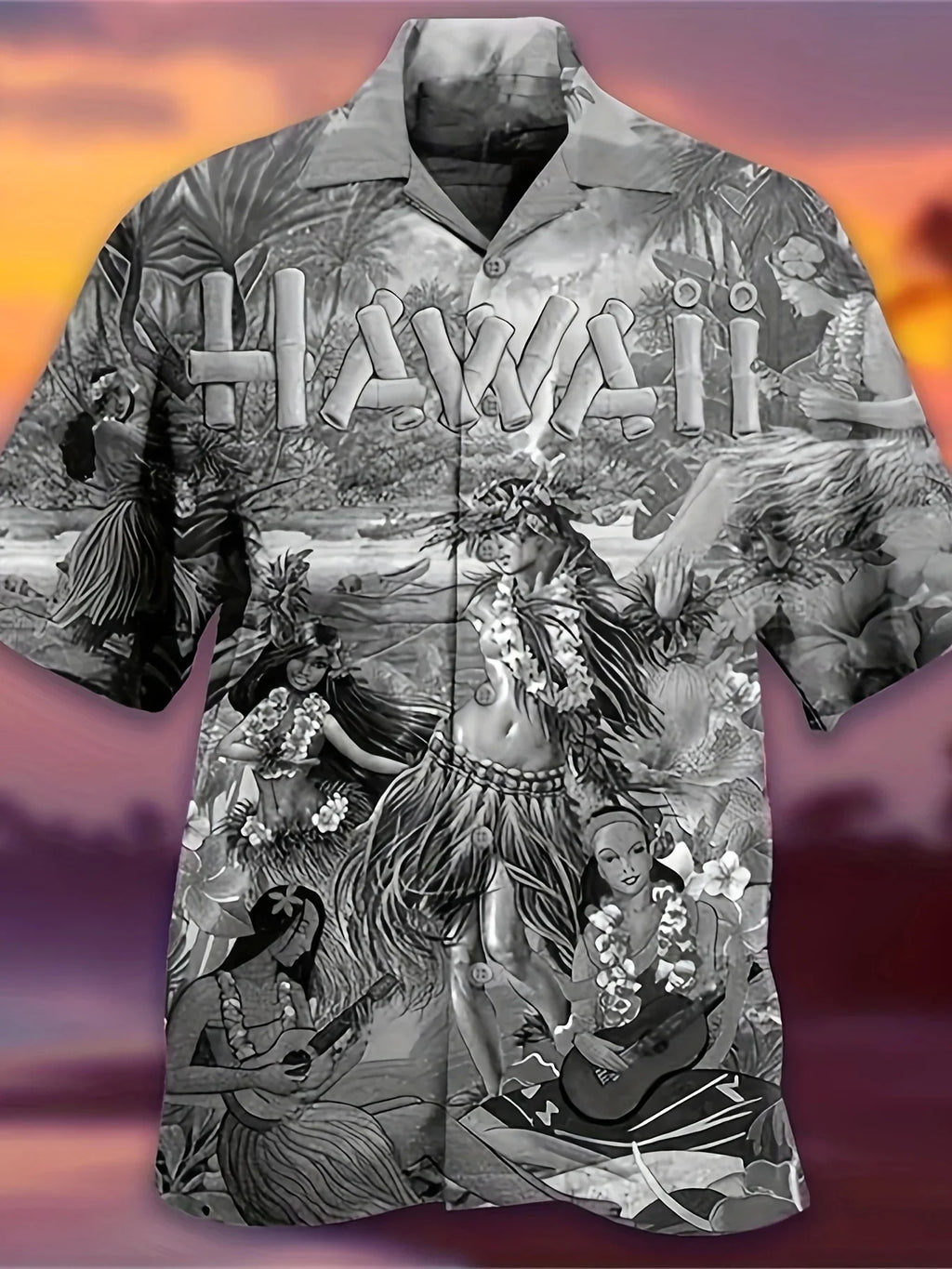 Kurzarmhemd Mit Auffälligem Grafischem Muster Für Den Sommerurlaub Am Strand - tif-shop24.de