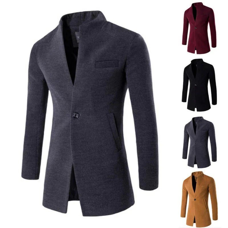 Plain One Button Pocket Coat Casua - tif-shop24.de