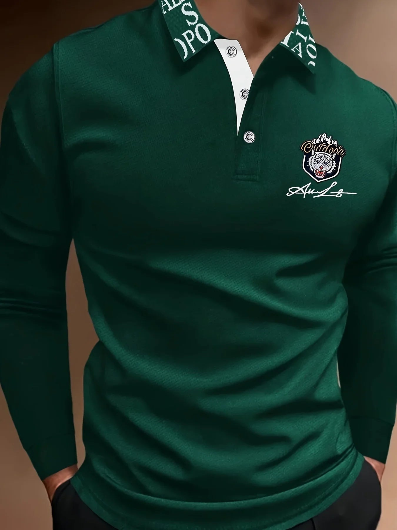 Tiger Head Anime Print Herren Lässiges bequemes Langarmshirt für Frühling & Herbst, Golfsport - tif-shop24.de