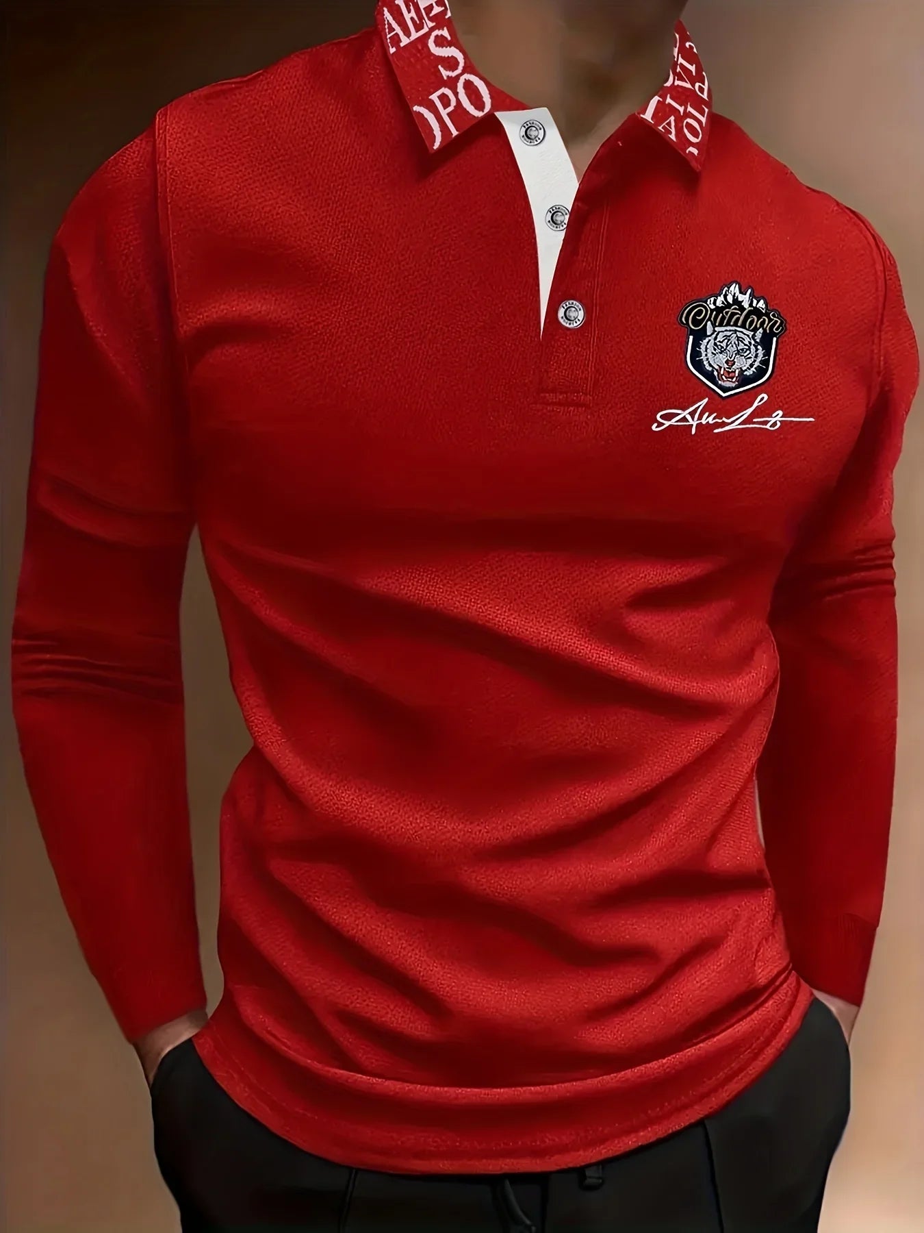 Tiger Head Anime Print Herren Lässiges bequemes Langarmshirt für Frühling & Herbst, Golfsport - tif-shop24.de