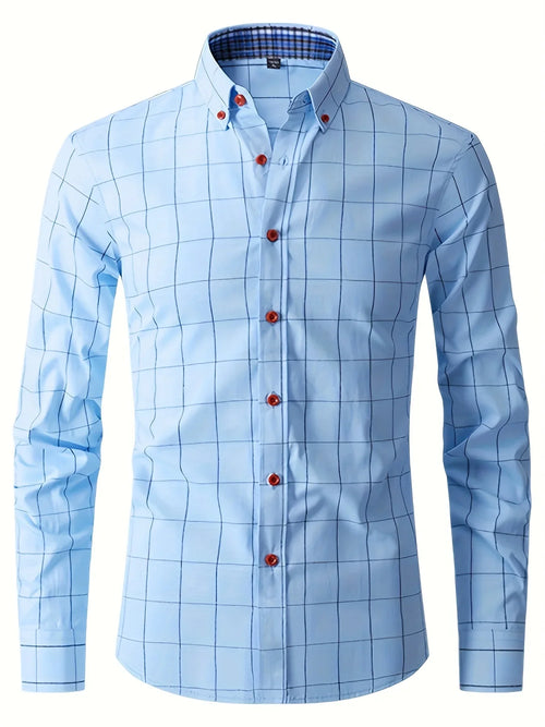 Formale Karierte Design-Knopfleiste Hemd, Für Frühling Und Herbst - tif-shop24.de
