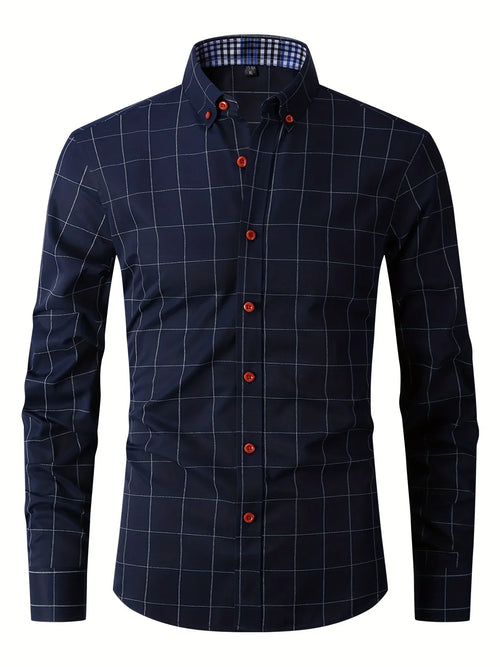 Formale Karierte Design-Knopfleiste Hemd, Für Frühling Und Herbst - tif-shop24.de
