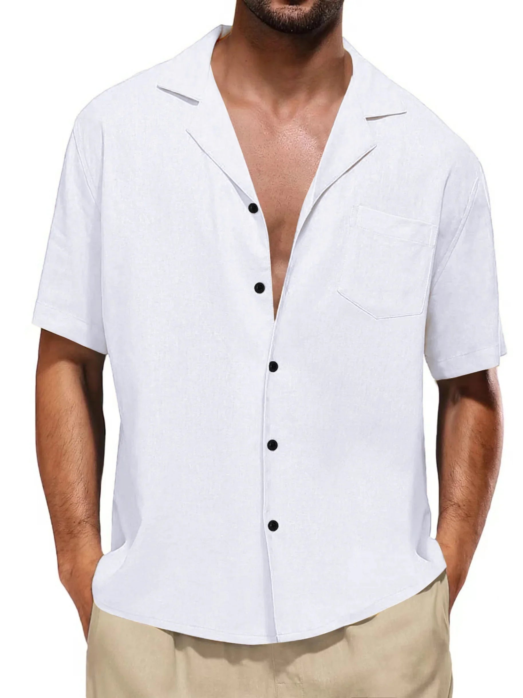 Klassisches Design Freizeit Kurzarmhemd Mit Brusttasche, Frühling & Sommerurlaub, Geschenk - tif-shop24.de