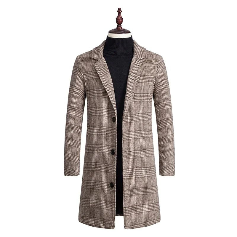 YESMOLA Herbst Winter Plaid Wolle Lange Woolen Einreiher Streetwear Fashion Oberbekleidung | tif-shop24.de