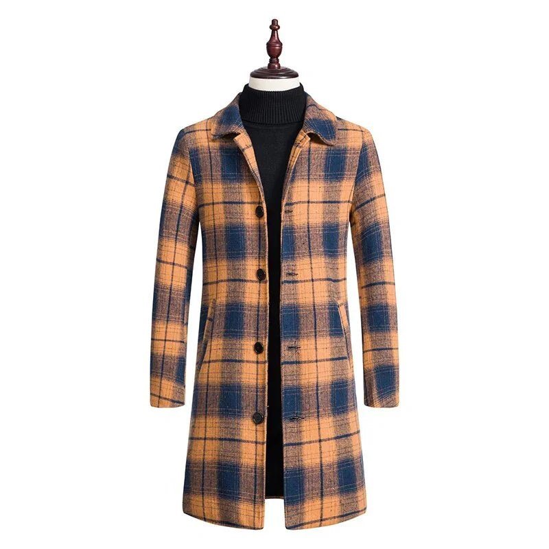 YESMOLA Herbst Winter Plaid Wolle Lange Woolen Einreiher Streetwear Fashion Oberbekleidung | tif-shop24.de
