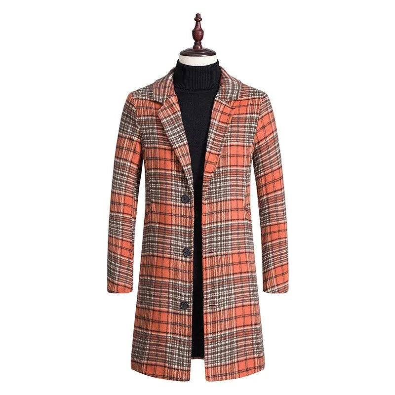 YESMOLA Herbst Winter Plaid Wolle Lange Woolen Einreiher Streetwear Fashion Oberbekleidung - tif-shop24.de