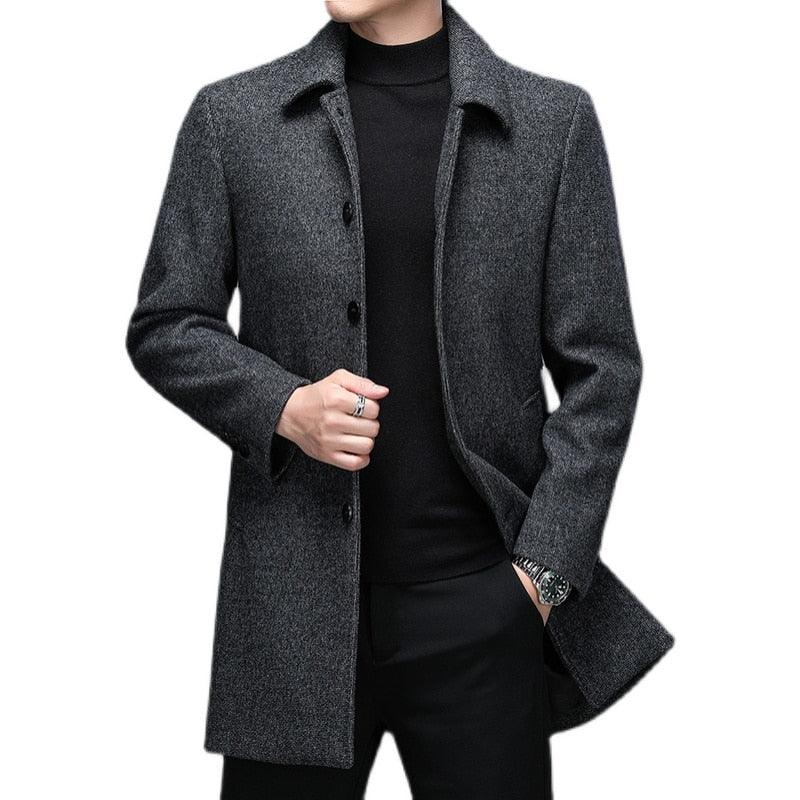 Hohe Qualität Winter Mäntel Business Casual Woolen Langen Mantel Drehen Unten Kragen - tif-shop24.de