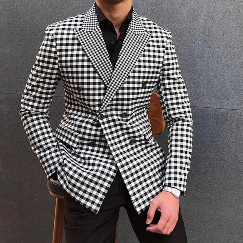 Traje Hombre Hübscher Erreichte Revers Hahnentritt Anzüge | tif-shop24.de