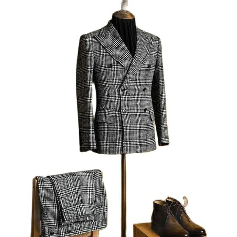 Traje Hombre Hübscher Erreichte Revers Hahnentritt Anzüge - tif-shop24.de