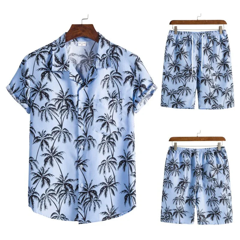 Hawaiian Set Coconut Druck Sets Kurzarm Sommer Casual Floral Shirt Strand Anzug Urlaub Mode | tif-shop24.de