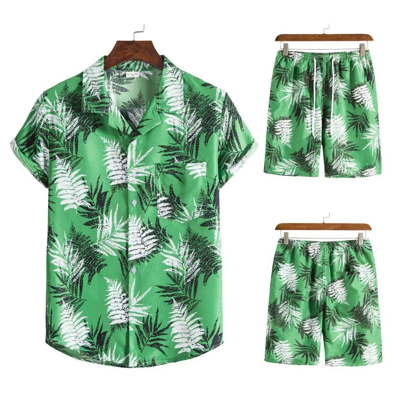 Hawaiian Set Coconut Druck Sets Kurzarm Sommer Casual Floral Shirt Strand Anzug Urlaub Mode | tif-shop24.de