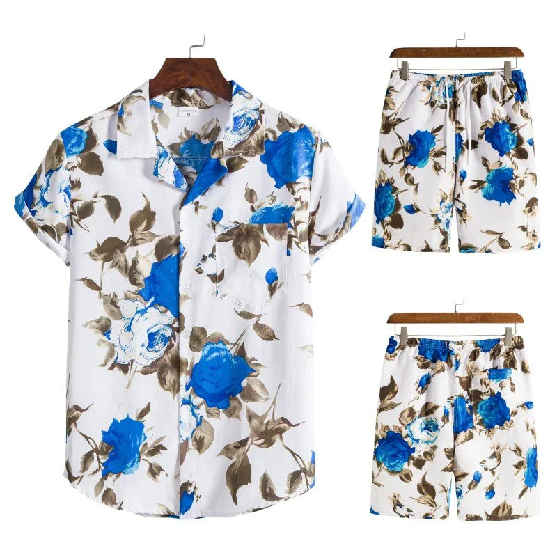 Hawaiian Set Coconut Druck Sets Kurzarm Sommer Casual Floral Shirt Strand Anzug Urlaub Mode | tif-shop24.de