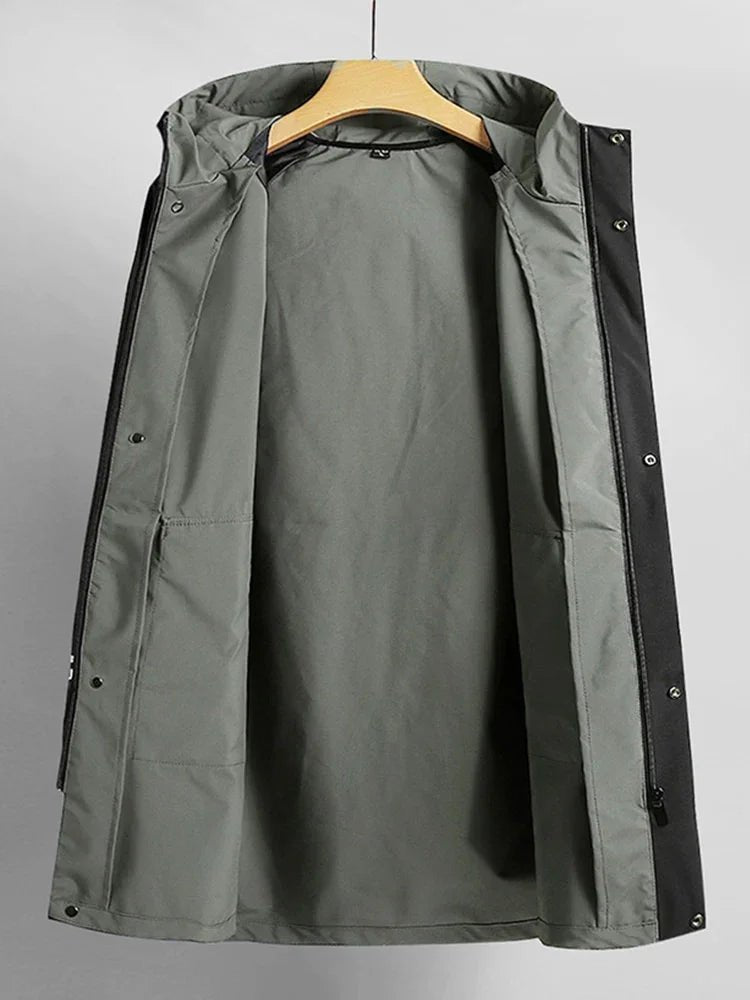 Langer Trenchcoat Herren Bedruckt mit Kapuze Streetwear | tif-shop24.de