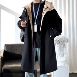Langer Stil Mantel Hochwertiger lässiger Trenchcoat, Kapuzenjacken, Windjacken | tif-shop24.de