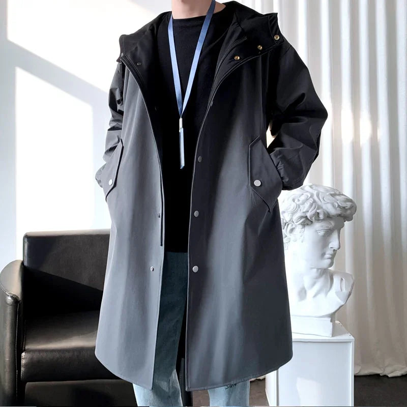 Langer Stil Mantel Hochwertiger lässiger Trenchcoat, Kapuzenjacken, Windjacken | tif-shop24.de