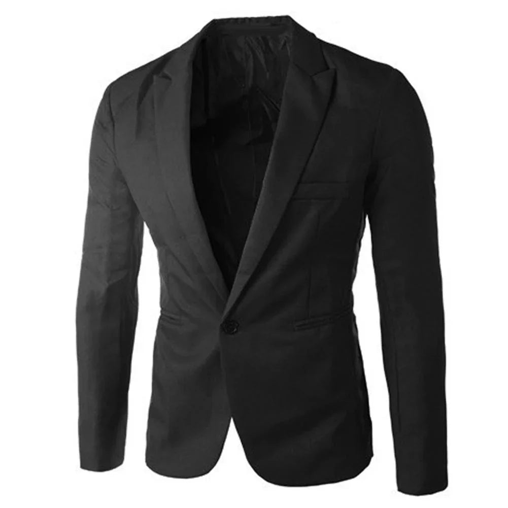 Männer Einfarbig Langarm Revers Eine Taste Tasche Blazer Dünne Klage Mantel Fit | tif-shop24.de