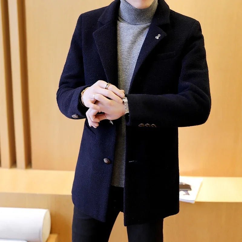 New Autumn Solid Mantel aus Wollmischung Mid-Long Cotton Warm | tif-shop24.de