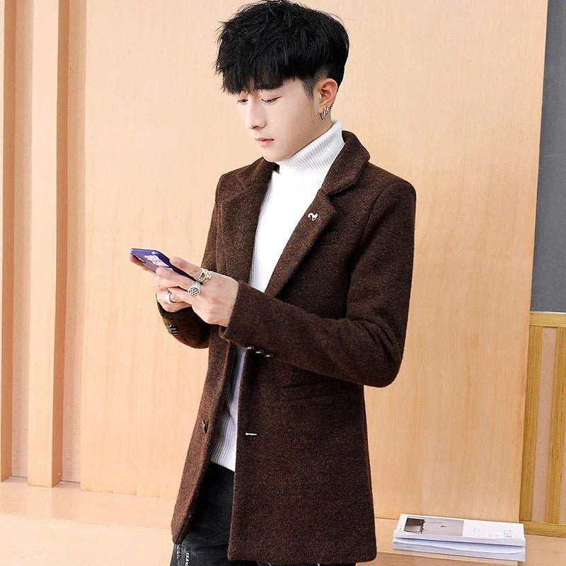 New Autumn Solid Mantel aus Wollmischung Mid-Long Cotton Warm - tif-shop24.de