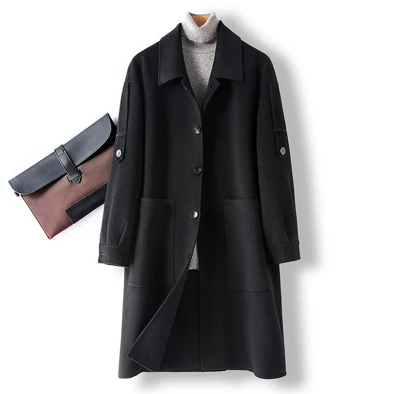 Winter neue hochwertige Woll-Trenchcoat Wolljacken dicker warmer doppelseitiger Wollmantel | tif-shop24.de