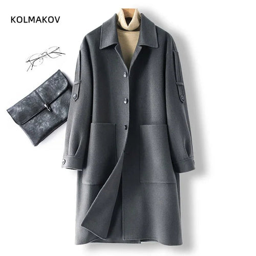 Winter neue hochwertige Woll-Trenchcoat Wolljacken dicker warmer doppelseitiger Wollmantel | tif-shop24.de
