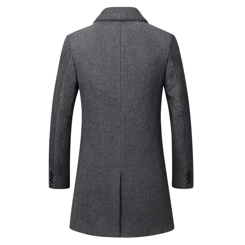 Winter Wolljacke Herren Hochwertiger Wollmantel lässig Slim Kragen Wollmantel Herren langer Baumwollkragen Trenchcoat - tif-shop24.de