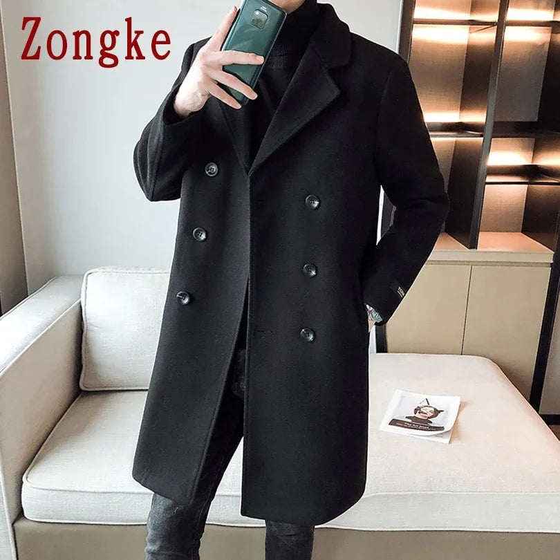 Zweireiher Solide Wolle r Mäntel Winter Langen Mantel Jacke Mantel - tif-shop24.de