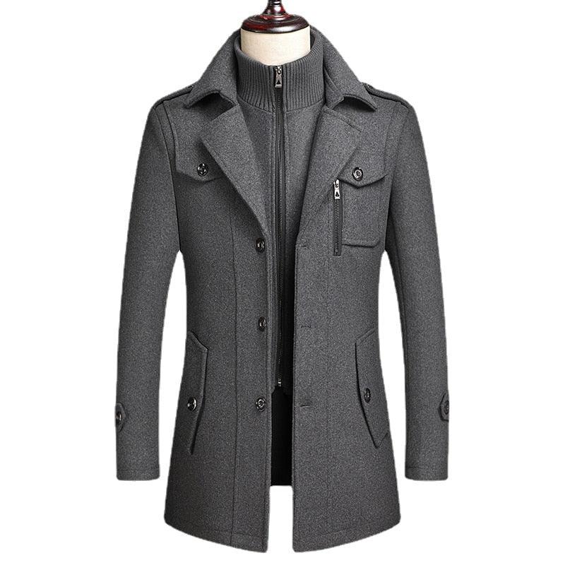 Mittellange und Wolljacke Stehkragen Slim Plus Baumwolle Verdickter Mantel | tif-shop24.de