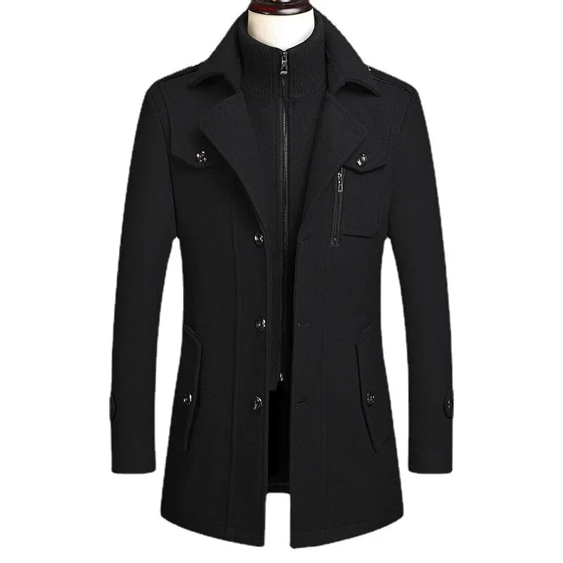 Mittellange und Wolljacke Stehkragen Slim Plus Baumwolle Verdickter Mantel | tif-shop24.de