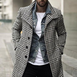 PFHQ Plaid Karo Windjacke Slim Fit Streetwear Mantel Einreiher Trenchcoat 21D3186 | tif-shop24.de