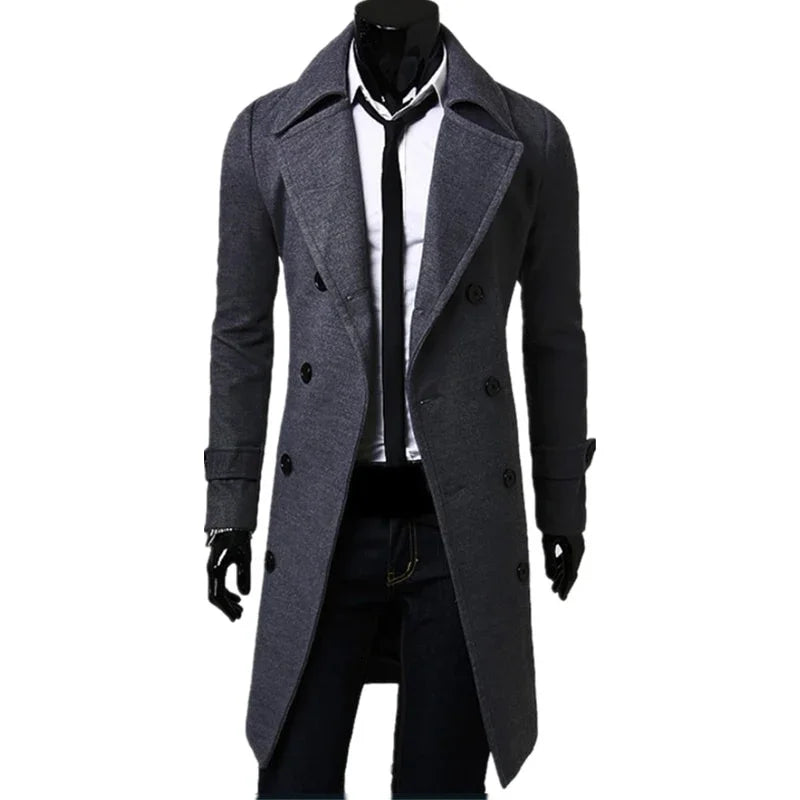 BOLUBAO Winter Casual Trench Coat Mid-Length British Slim Jacket Double-Breasted Solid Color Trench Coat | tif-shop24.de