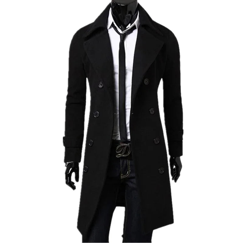 BOLUBAO Winter Casual Trench Coat Mid-Length British Slim Jacket Double-Breasted Solid Color Trench Coat | tif-shop24.de