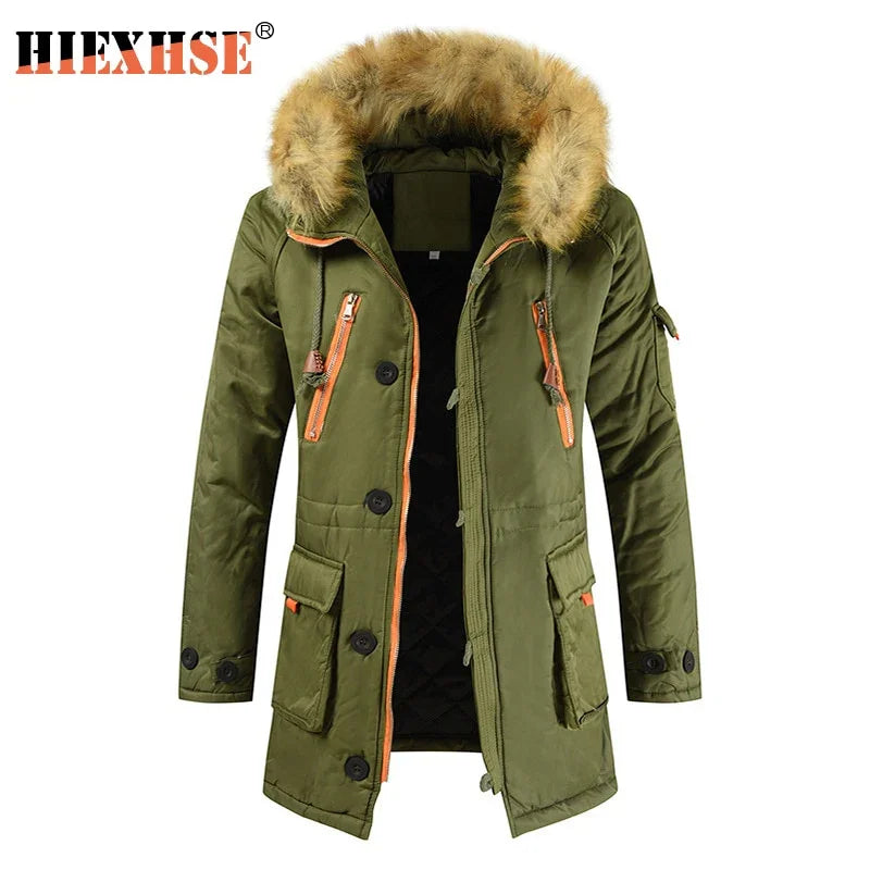 HIEXHSE Winter Jacke Parka Marke Gepolsterte Künstliche Pelz Mittel langen Dicken Parkas Snowjacket - tif-shop24.de