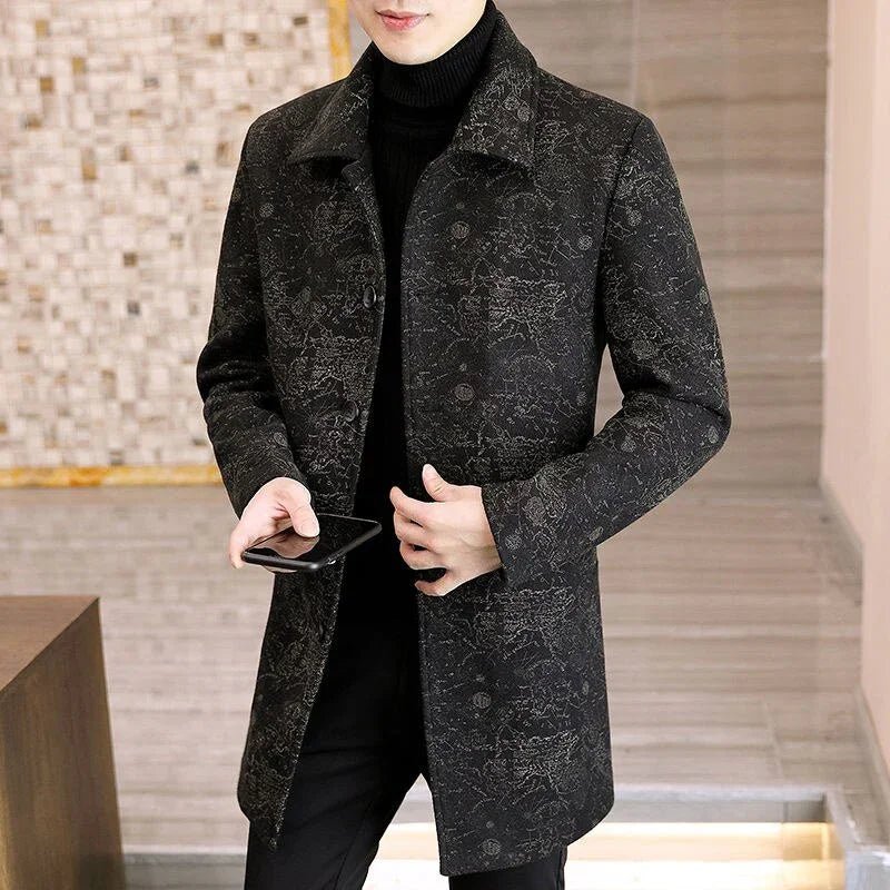 Lässiger Trenchcoat Windjacke Social Streetwear Herbst Winter Wollmantel Mittellanger Mantel | tif-shop24.de