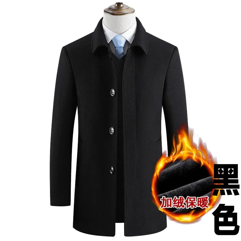 Winter Wolle Marke Kunstpelzkragen Slim Fit Kaschmirmantel - tif-shop24.de