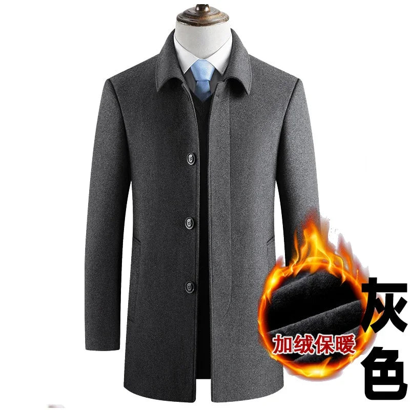 Winter Wolle Marke Kunstpelzkragen Slim Fit Kaschmirmantel | tif-shop24.de