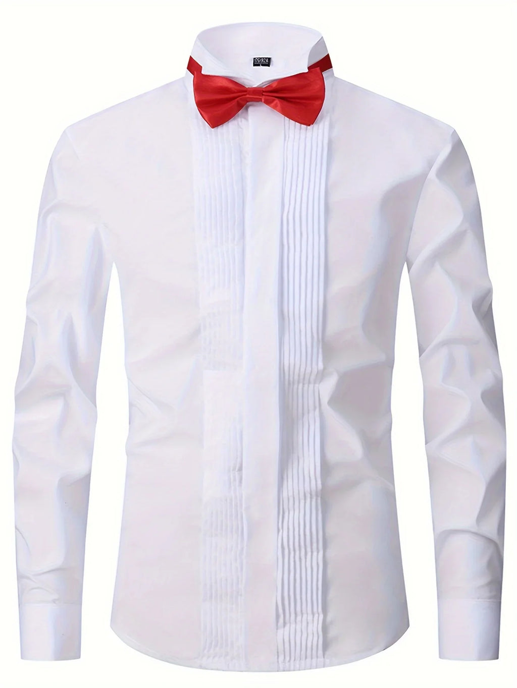 Einfarbig, Umlegekragen Für Bankett, Hochzeit, Brautmann, Mit Zwei Fliegen (eine Schwarze Und Eine Rote) Und Mit Zufälligen Manschettenknöpfen - tif-shop24.de