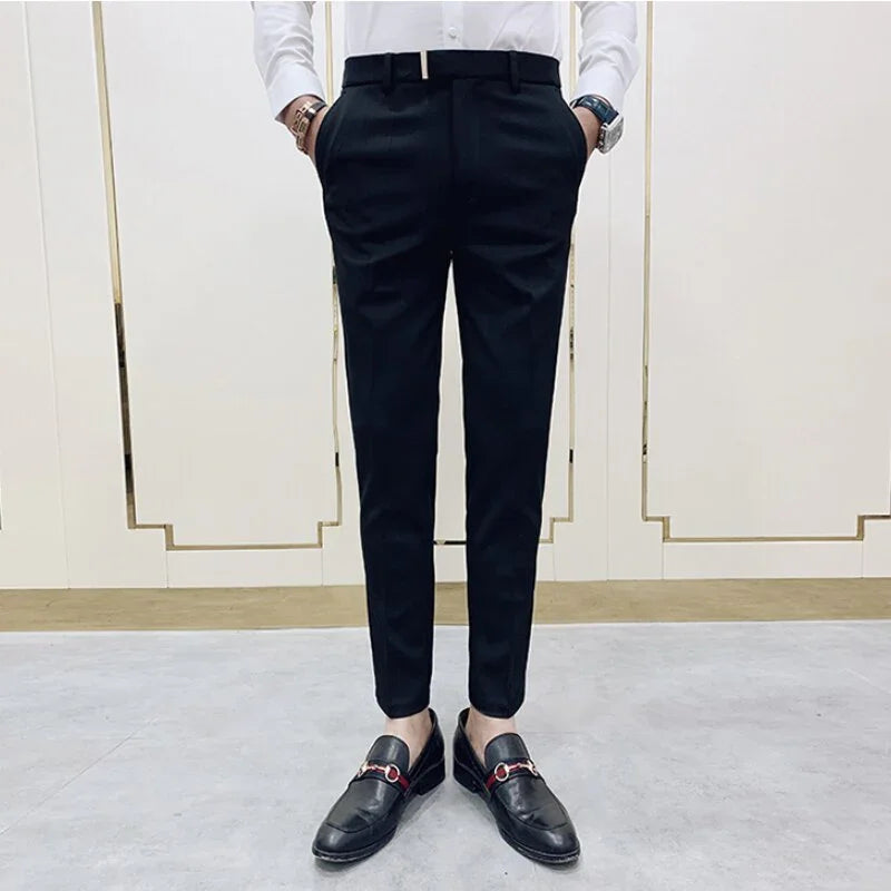 Einfarbig  Hosen Mode Business Casual Elastische Gerade | tif-shop24.de