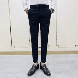 Einfarbig  Hosen Mode Business Casual Elastische Gerade | tif-shop24.de