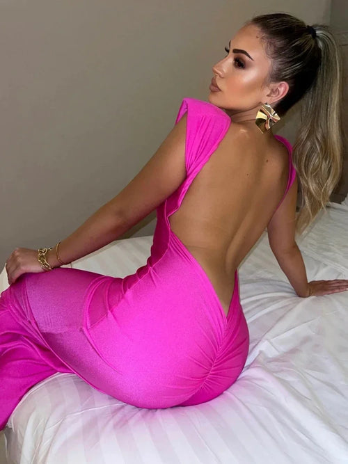 Mozision Sexy Backless Maxi Dress For Women Gown Summer Round Neck Sleeveless Night Club Party Long Dress Clubwear Vestido | tif-shop24.de