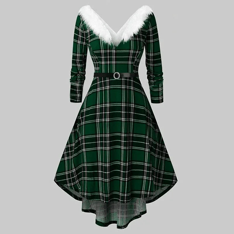 Elegant Winter Christmas Dress - Ärmelloses Deep V Neck Off Shoulder Midi Partykleid - tif-shop24.de